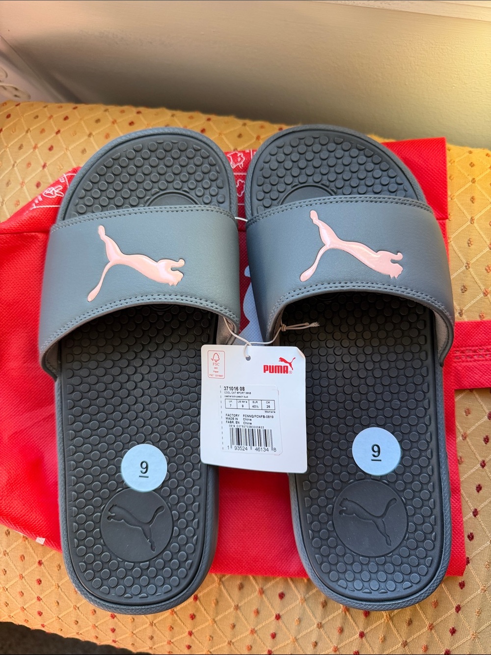 Puma Slide Sandals in Charcoal Gray